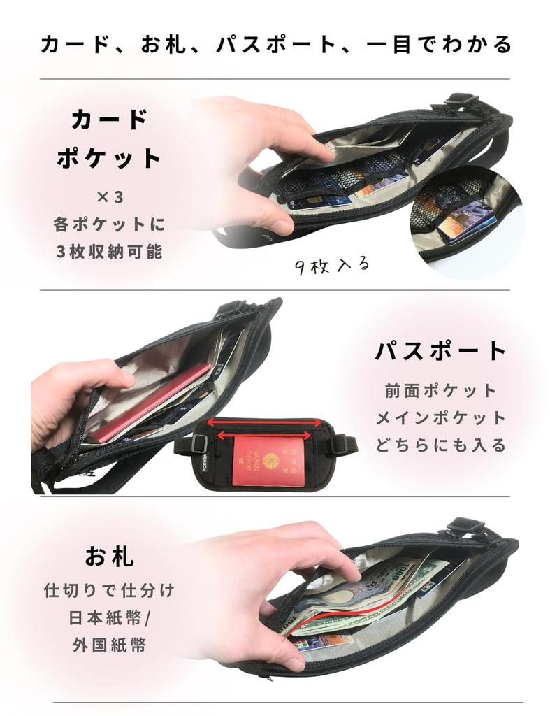 AQshop Security Slim and Concealable Under Ideal for International Waist Valuables Passport and Travel Accessories Pouch, Clothing, Travel,