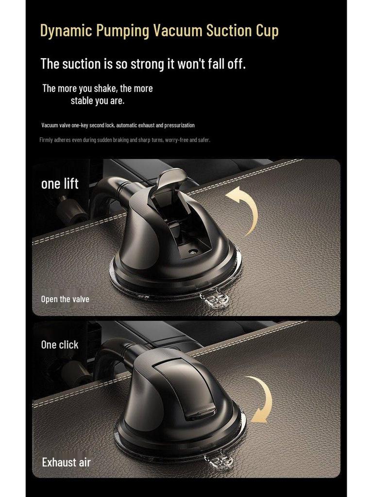 360° Car Phone Holder with Suction Cup and Vacuum Support