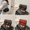 Solid Color Lattice Pu Leather Small Shoulder Bag With Chain Strap For Daily Use