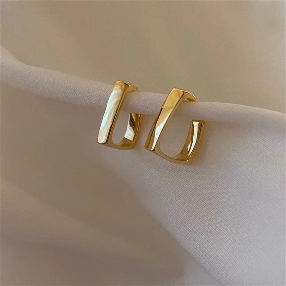 New Simple Geometric U-Shaped Earrings For Women Fashionable Gold Color Irregular Earrings Trendy Jewelry Accessories золотой