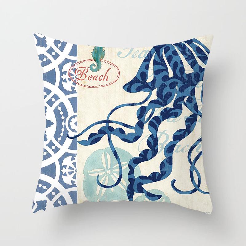Retro Mediterranean Ocean Digital Print Peach Skin Pillow Cover Cushion Cover Wish Home Products Cushion Cover