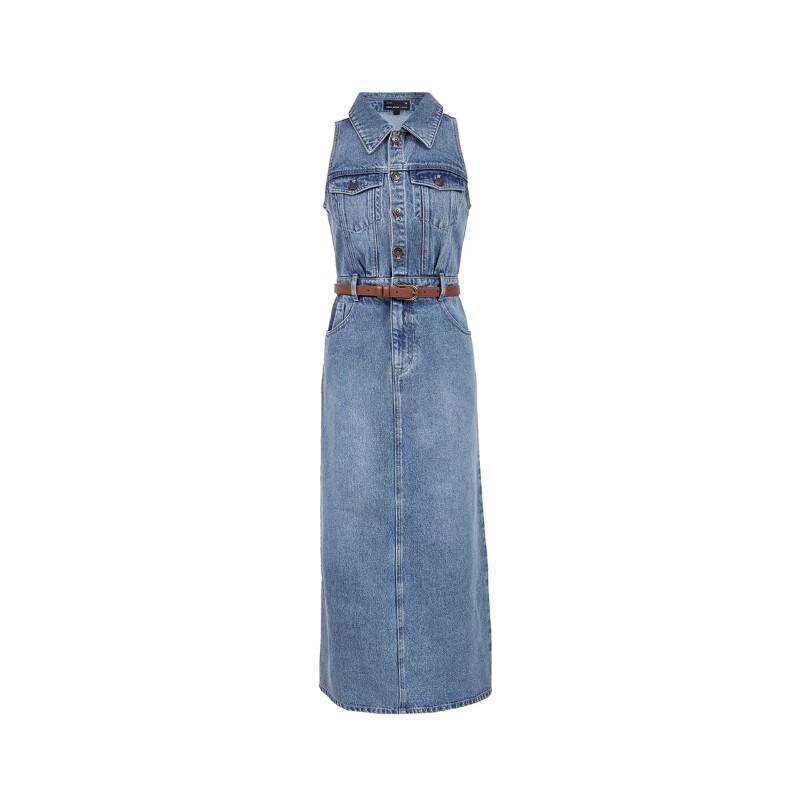 VEROMODA 2025 Summer Cotton Lyocell Belted Denim Dress