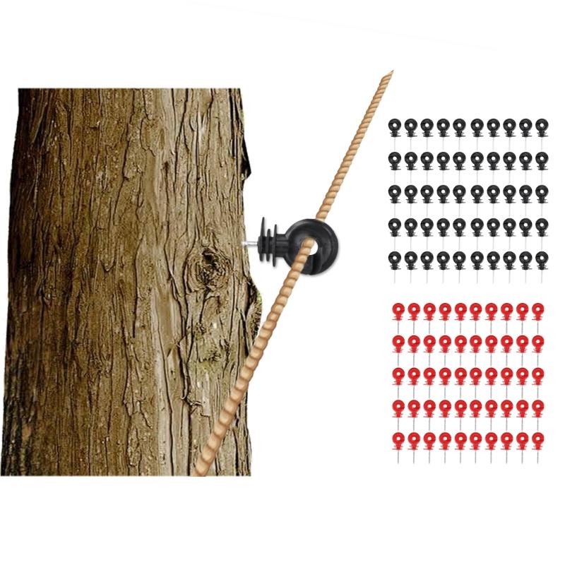 50-piece/set Electric Fence Insulators Screw-In Rings Insulators Electric Fence Accessories Suitable for Wood Post