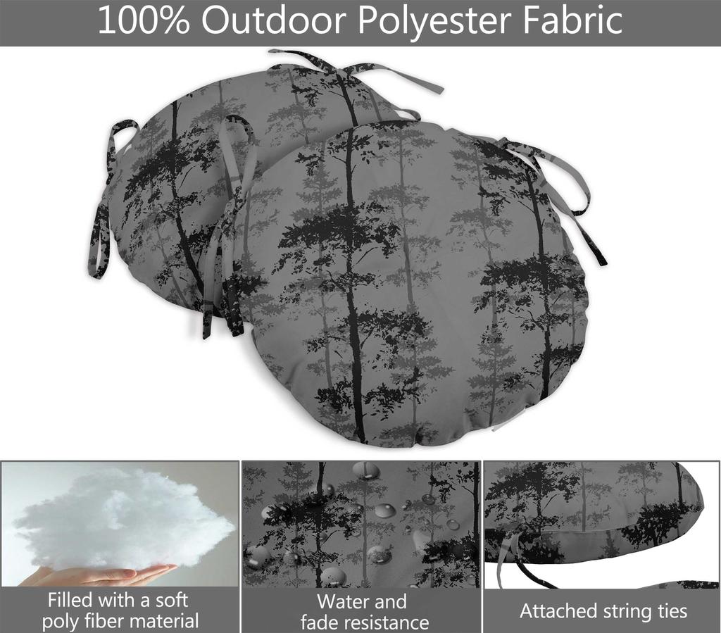 Vargottam Indoor Outdoor Round Bistro Chair Cushions Block Print 15-Inch Bistro Chair Pads Waterproof Seat Chair Cushion For Home