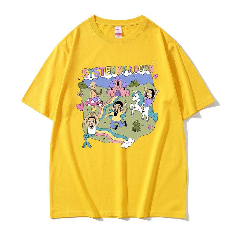 Vintage System of A Down Tshirt Men Women Cotton Short Sleeve T-shirt Male Rock Music Band Cartoon Graphic T Shirts