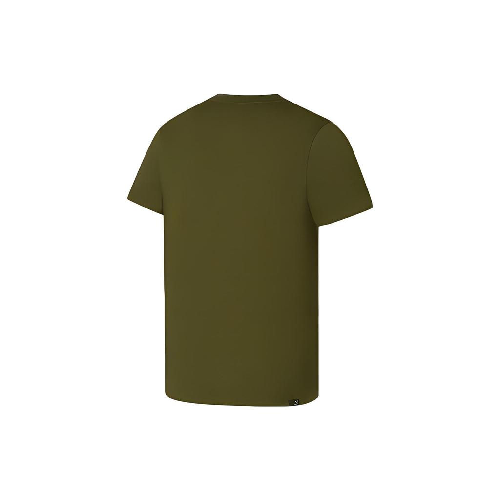 Puma Metallic Gold Logo Print Crew Neck T-Shirt Men Tops Green 673666-62