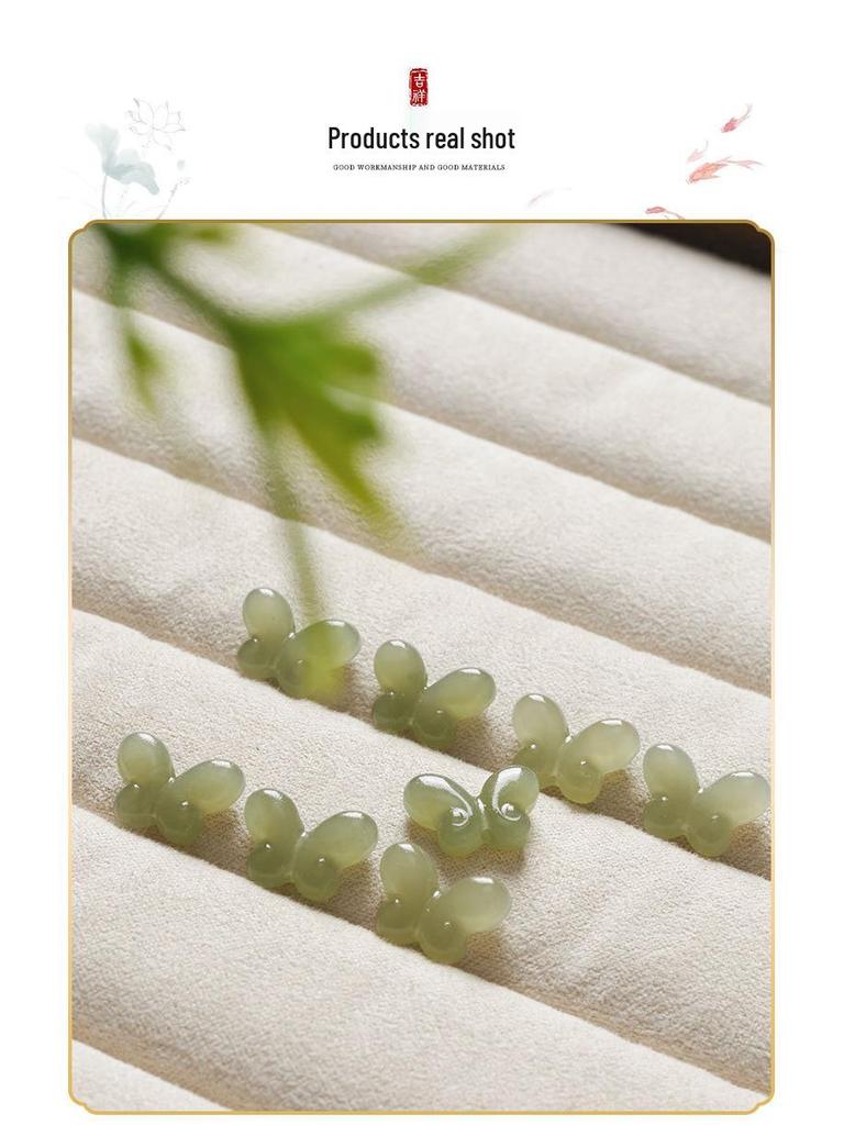 Natural Hetian Jade Butterfly Beads for DIY Jewelry Crystal Bracelet Accessories