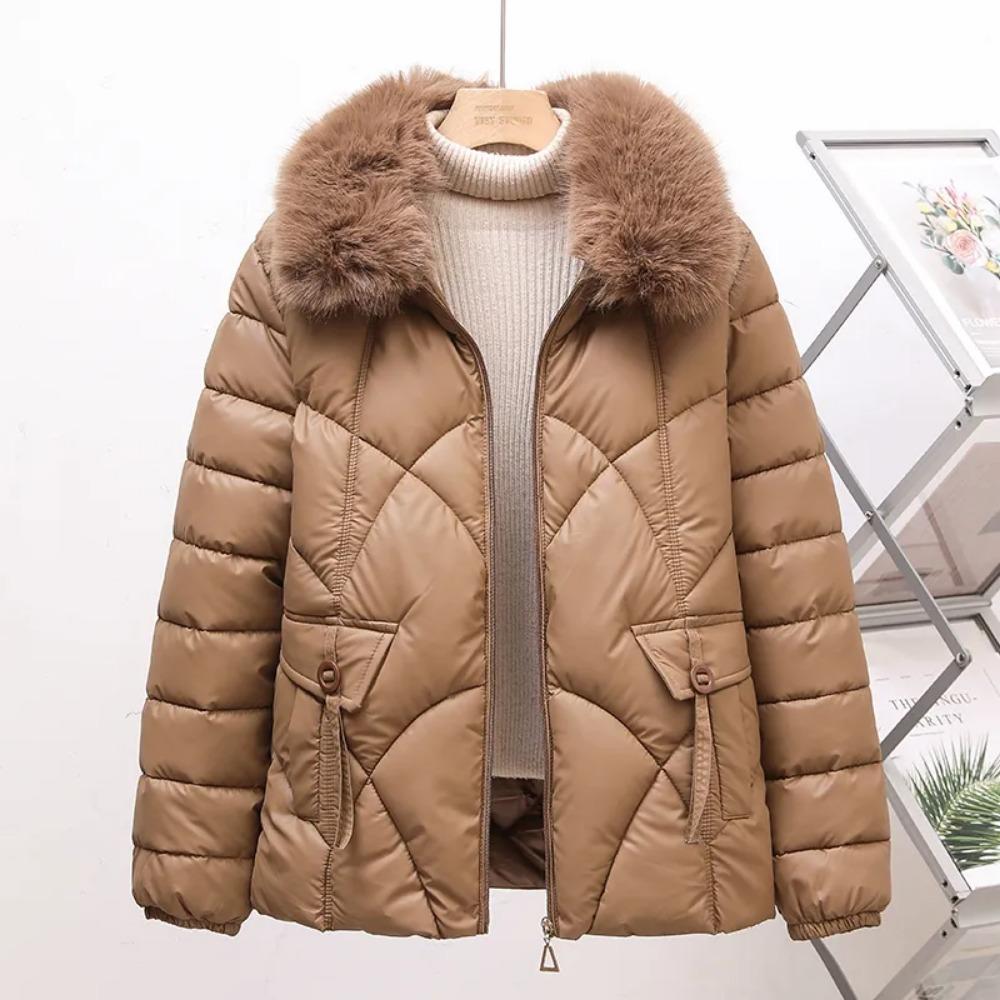 

Женская зимняя куртка с хлопковой набивкой, пуховик, утолщенный меховой воротник, короткая теплая стеганая куртка XXXXXL