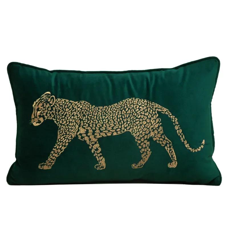 New High-end Embroidered Cushion Cover American Retro Leopard Decorative Pillowcase Couch Cushion Cover 2598₽