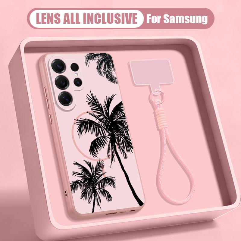 Kreative Kokosnuss-Sonnenuntergang-Muster Hülle Für Samsung S26 Ultra S25 FE S24 S24 Plus A57 A37 A17 A56 A36 A16 A55 A35 A15 A54 5G Hybrid Magnetisch Matt Abdeckung