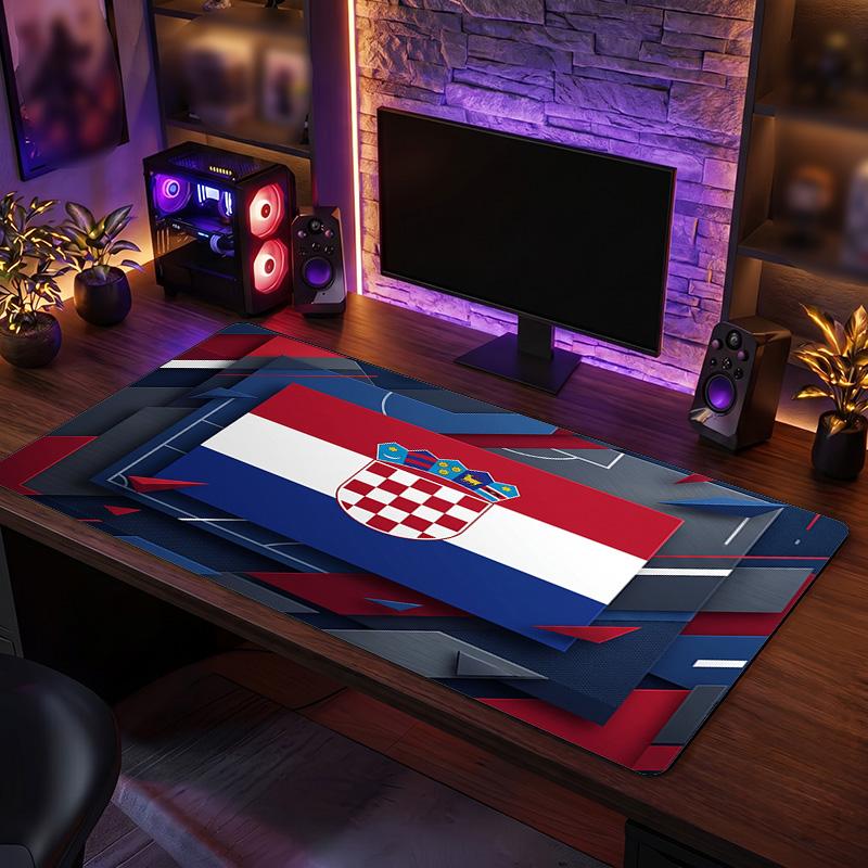 Croatia Football Crest Mouse Pad, Extended Non Slip Rubber Desk Mat for Gaming Office Laptop Fan Gift