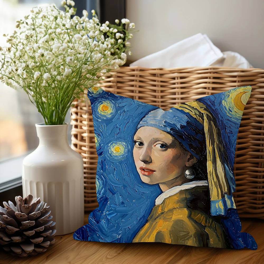V-Van G-Gogh Pillow Anime Pillow Sofa Bed Head Pillow Cover Cushion Cover 45x45 Cm Fashion