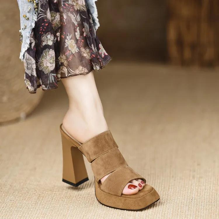 Women High Heels Sandals Summer New Black Hook Heels Party Shoes Woman Fashion Buckle Strap Platform Sandals