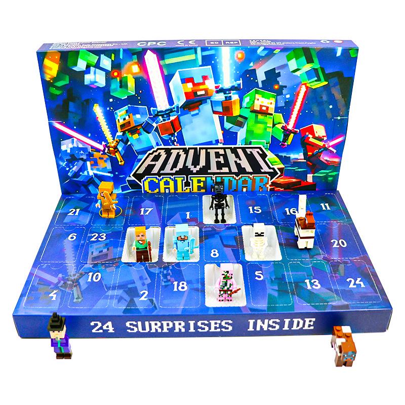 Cross-Border Christmas Countdown Calendar: 24 Pixel Robot Building Blocks for Kids