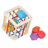 Baby Shape Sorter Set 6 Colorful Blocks Elastic Bands Educational Shape Sorter Sensory Toy