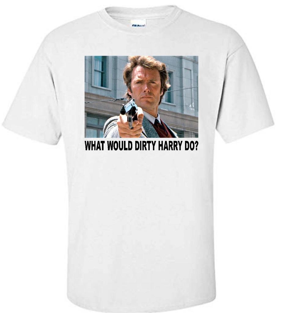 "DIRTY HARRY WWD?" CLINT EASTWOOD MOVIE WHITE T-shirt