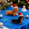 Hand Crafted Wool Felt Dachshund Christmas Ornaments Dog With Santa Hat Xmas Tree Hanging Decor For Winter Home Party Suppl D9D6
