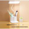 LED Desk Lamp with Pen/Phone Holder,Small Rechargeable Desk Light with Flexible Gooseneck, 3 Color Modes, Stepless Dimming,Small Study Lamp for Dorm