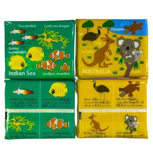 Bulk purchase childrens flushable pocket tissues 60-piece set cute animal pattern fish character-free educational can also be used studying English