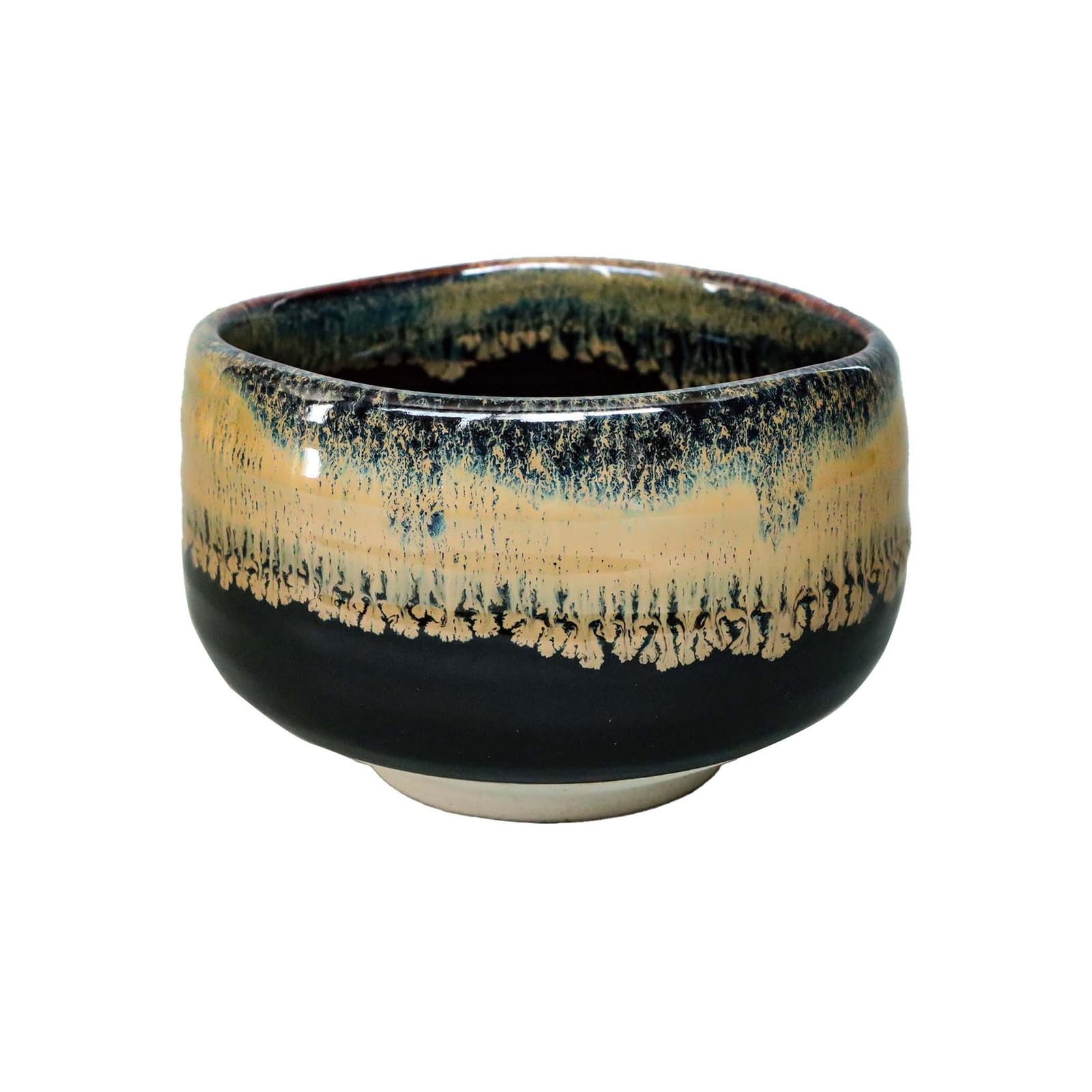 Awasaka Matcha Tenmoku Gold Unofu Nagashi x Microwave and Dishwasher Made in Bowl, Style, Diameter Approx. 11.5cm Height Approx. 8cm, Capacity