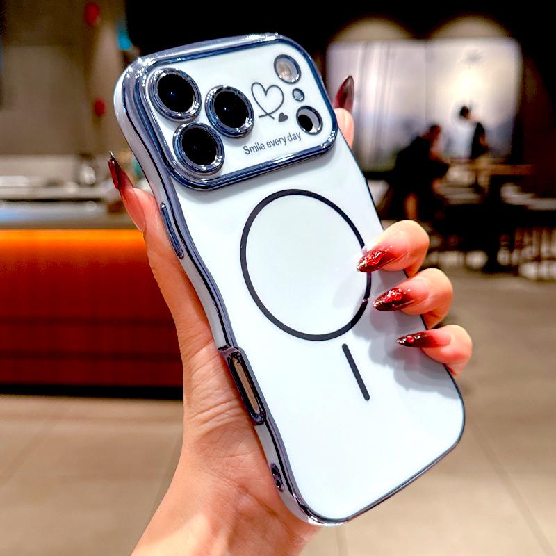 

Wave Plating TPU Case For iPhone 17 16 15 14 13 12 11 Pro Max 17Pro iPhone17 Mag Safe Magsafe Wireless Charger Full Cover For iPhone 11 Pro