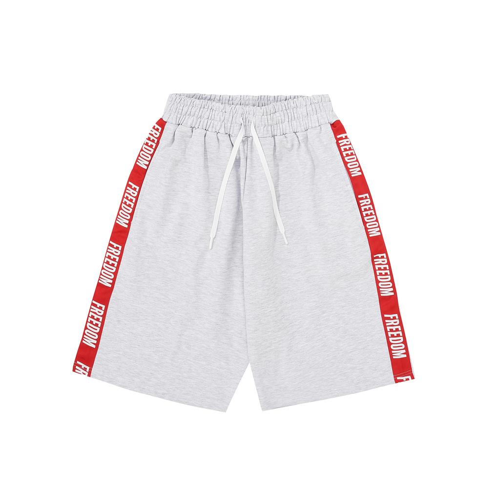 FREEDOM Lettering Bermuda Cotton Shorts (Melange)