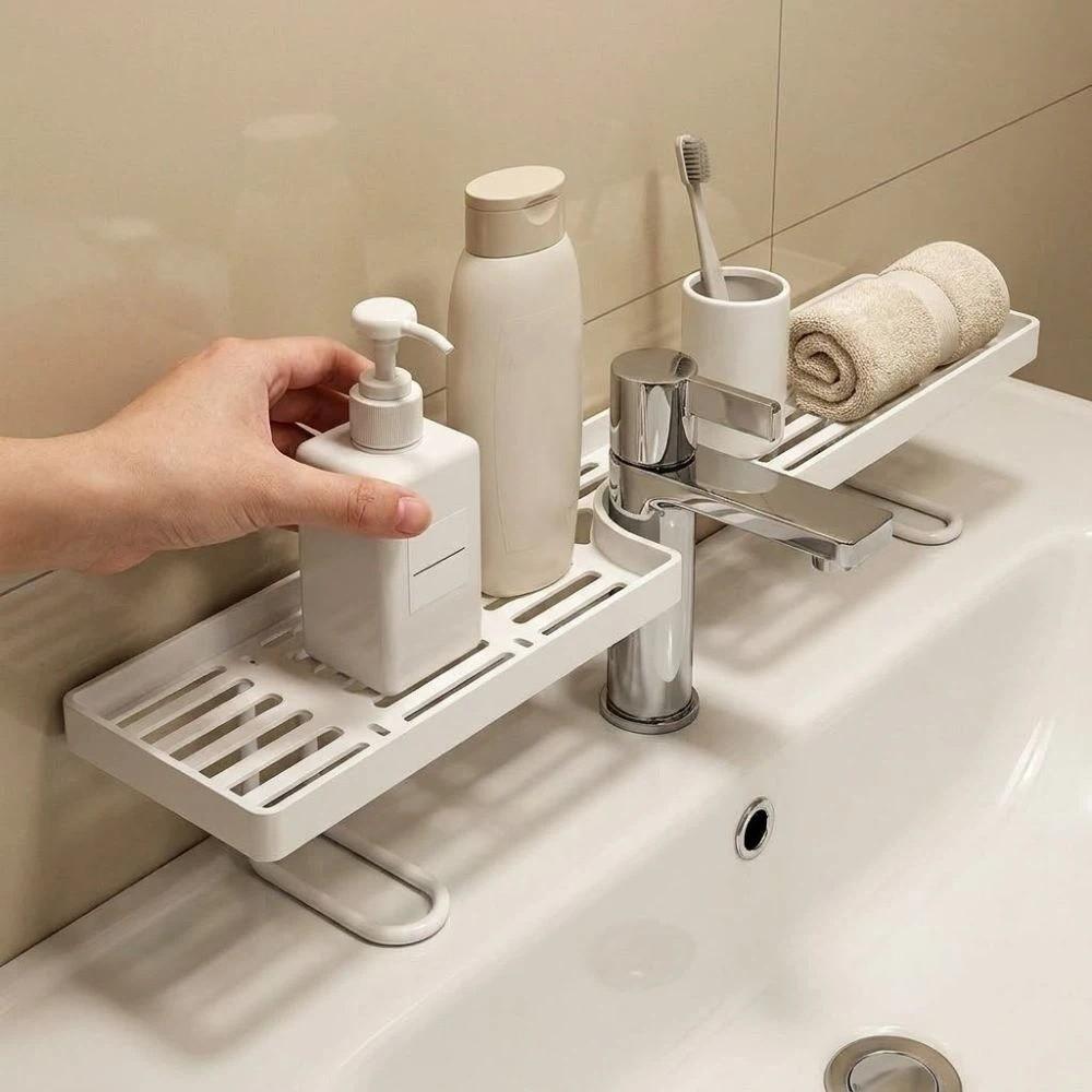 Scaffale Universale per Bagno Drenaggio Acqua Portascopa Drenante Cucina Scaffale Portaoggetti per Rubinetto Doccia