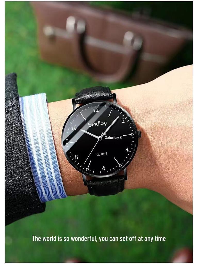 Men's Silent Ultra-Thin Luminous Waterproof Quartz Watch for Teens