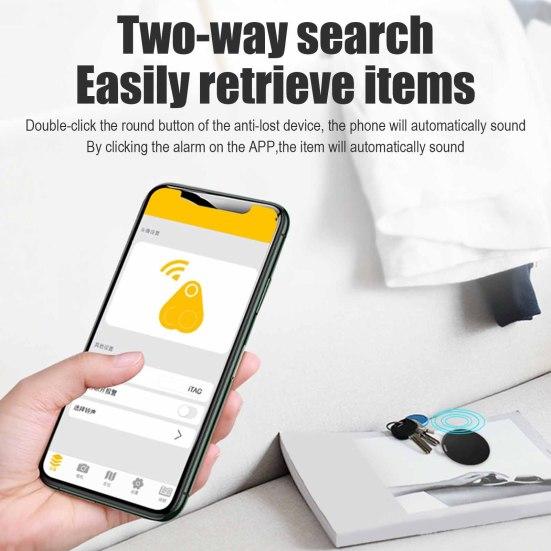 Tracker GPS Portabil Compatibil Bluetooth, Rotund, pentru Chei, Portofel, Bagaje, Animale de Companie, Localizator de Obiecte, Rezistent la Apă, Alarmă Bidirecțională, Dispozitiv de Urmărire Anti-Pierdere