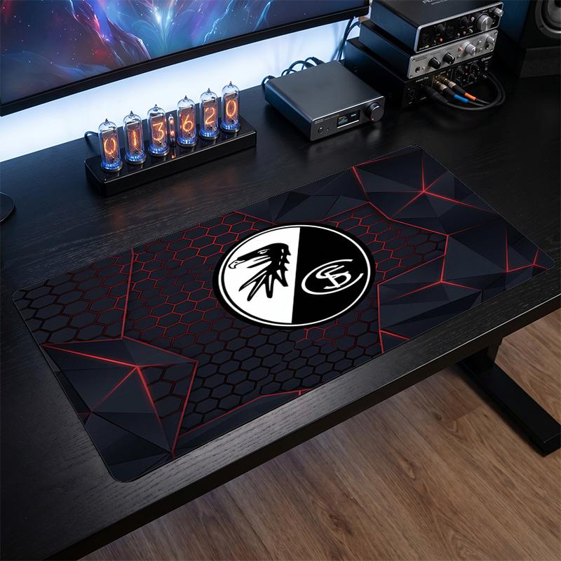 SC Freiburg FC Theme Pattern Mouse Pad, Soccer Logo Design XXL Gaming Desk Mat Non-Slip Computer Mouse Pad