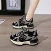 Korean version contrasting color platform pair of shoelaces sports shoes women's new round head running shoes women's fashion casual shoes