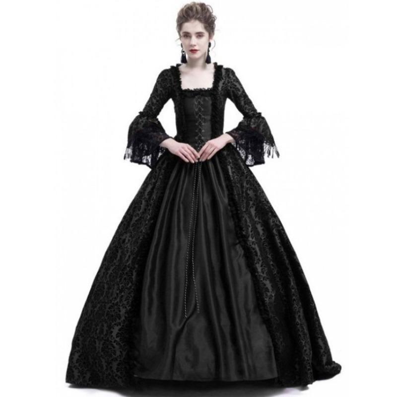 Wish Big Horn Sleeve Medieval Plus Size Dress Court Vintage Queen Long Dress Party Dress