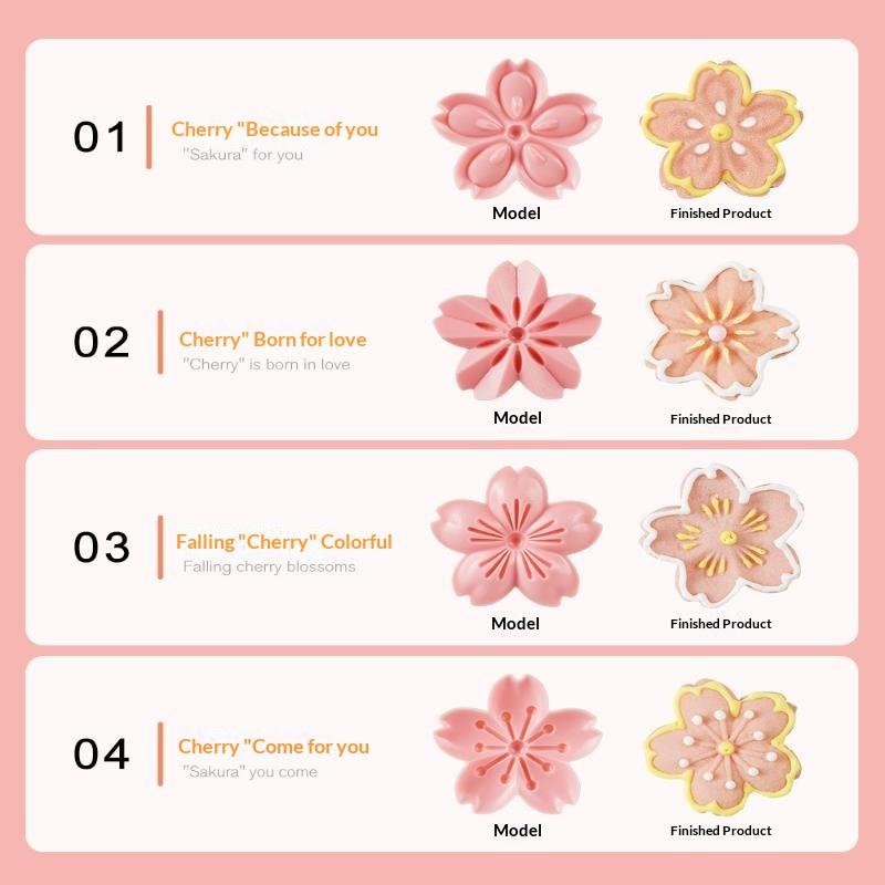 5Pcs/Set Flowers Cookies Mold Cherry Blossom Pink Biscuit Fondant Mold Cookies Flower Shape Press Flower Baking Cutters