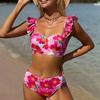 Romantic Rose Plus Size Underwire Bikini - Sexy Push-Up Swimsuit for Women