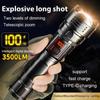 Powerful Torch High Power LED Flashlight Super Bright LED Light Rechargeable Outdoor Camping Lantern Zoom Power Display