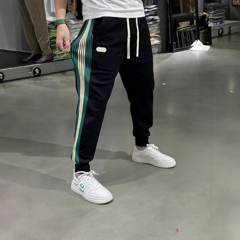 Trendy brand casual pants men's splicing tied feet large size pants hot-selling sports pants men