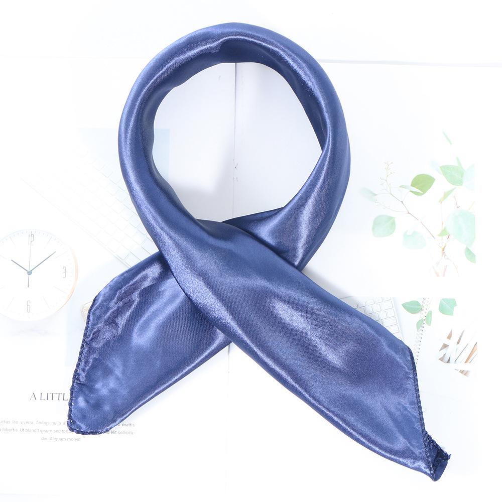 50*50cm Silk Scarf Women Small Soft Squares Decorative Head Scarf Multicolor Stripe Print Kerchief Neck Wrap Solid Colors