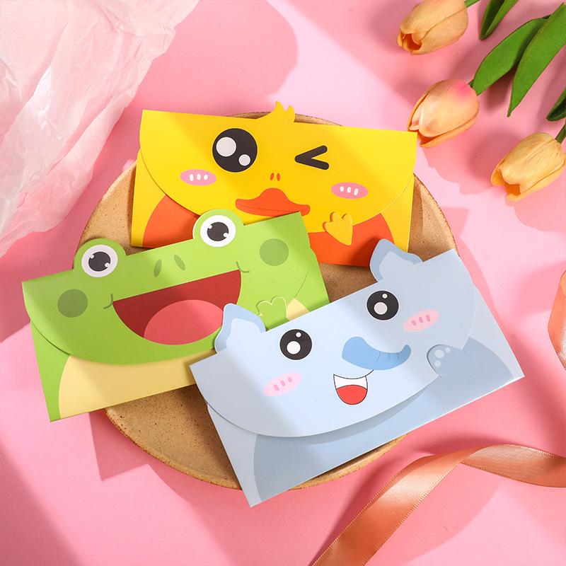 Adorable Animal Cartoon Greeting Card with Envelope - DIY Folding Thank You Card for Kids