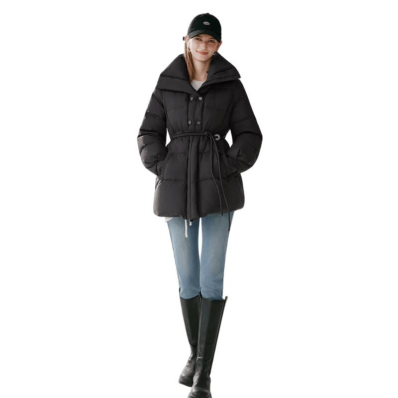 Xiangying Women s Black Mid-length Puffer Down Jacket S