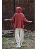 Women's Cotton Linen Hooded Frog Button T-shirt - Autumn/Winter Short Sleeve Sun Protection
