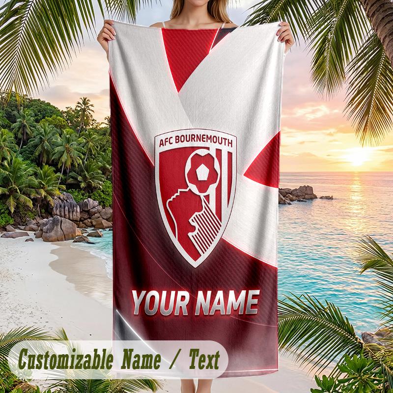 Beach Towel Brentford Football Print Custom Name Text Soft Towel for Swimming Pool