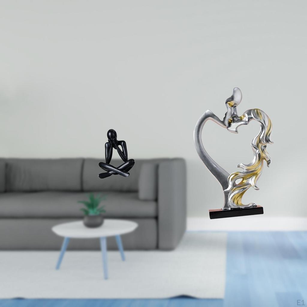 Modern Abstract Couple Sculpture Decorative Figurine Collectible Statue for Living Room Bedroom