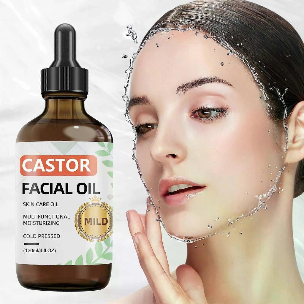 Čistý za studena lisovaný ricinový olej, 120 ml Organický olej na obličej a tělo pro hydrataci pokožky
