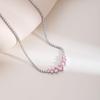 Versatile Pink Cubic Zirconia Pendant Necklace - Minimalist Round Design, Sweet Women's Clavicle Chain Choker