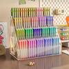 PGY Large Capacity Transparent Acrylic Marker Pen Organizer Multi-grid Plastic Storage Box for Pens Pencils Brushes Art Supplies