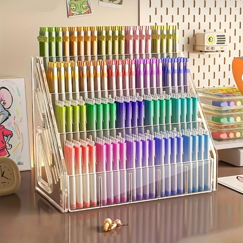 PGY Large Capacity Transparent Acrylic Marker Pen Organizer Multi-grid Plastic Storage Box for Pens Pencils Brushes Art Supplies