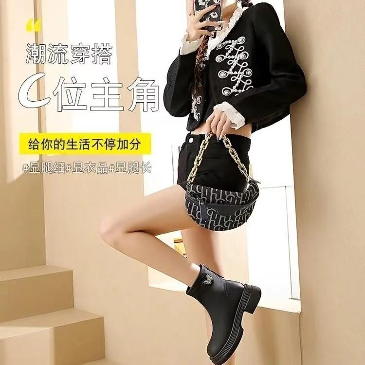 Thick-soled non-slip and thin short boots women's boots 2024 autumn new thick heel Chelsea boots rear zipper thin Martin boots