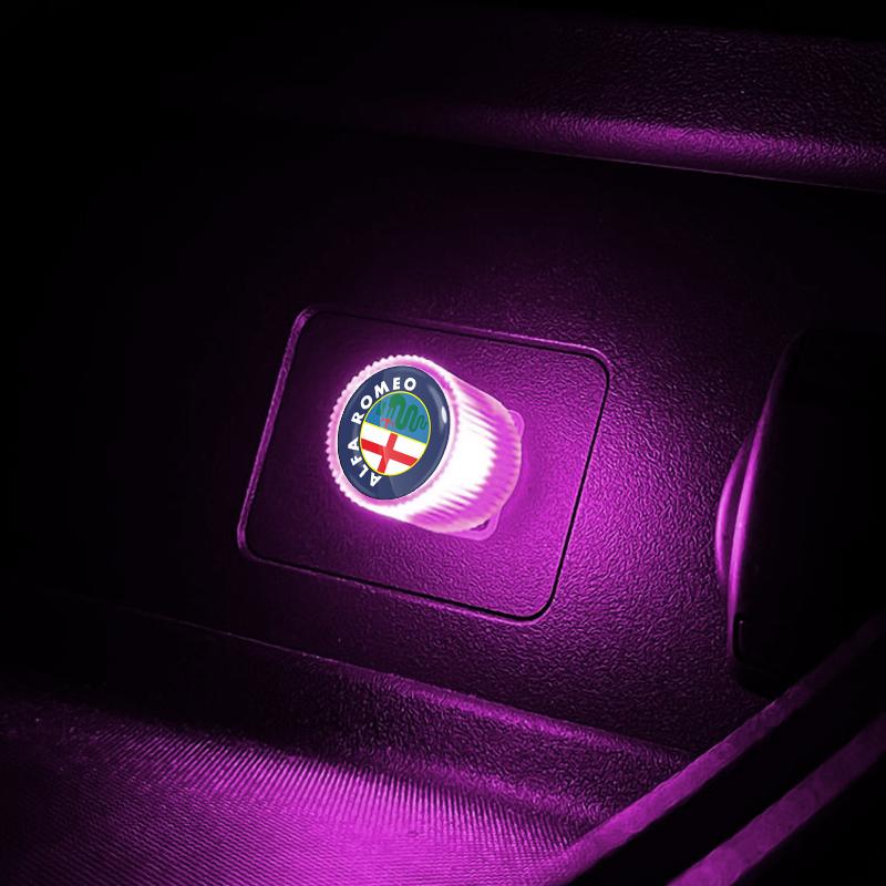 1Pcs USB Car LED Light Auto Interior Atmosphere Light Car Emblem Styling For Alfa Romeo 147 159 Giulietta Giulia Mito Spider Alpha Nheadrest