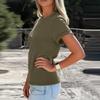 Womens  Casual Rolled Short Sleeve Basic Tees Fashion Tops