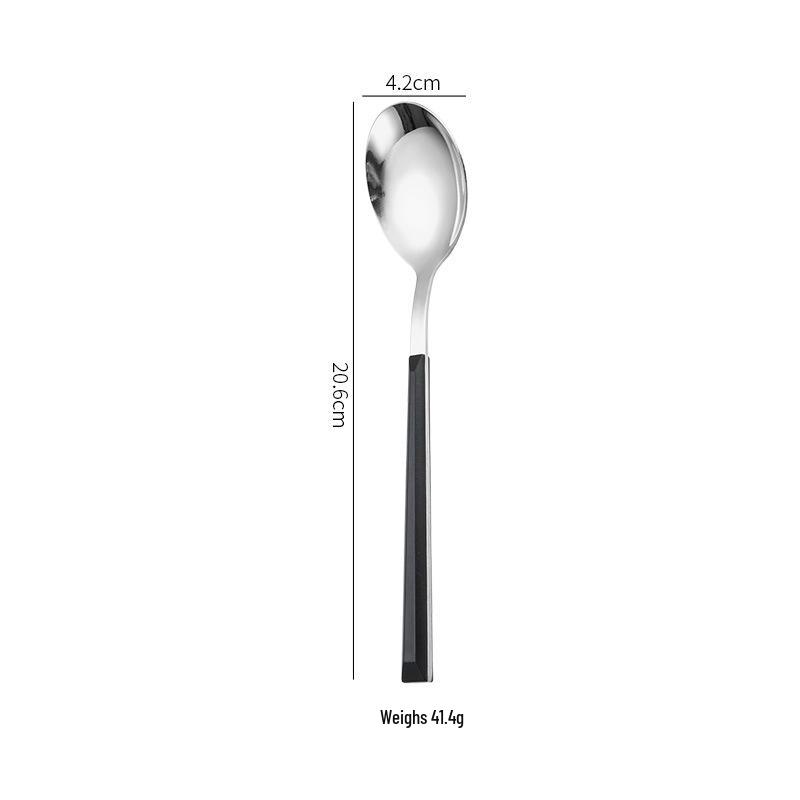 Korean Style 430 Stainless Steel Tableware Set with Imitation Wood Grain Handles: Includes Knife, Fork, Spoon, and Chopsticks